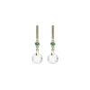 New Pendientes Oro Amarillo, Esmeralda Y Cristal De Roca Para Ella | Pendientes