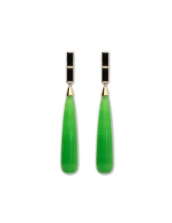 Hot Pendientes Oro Amarillo, Ónix Y Jade Para Ella | Pendientes