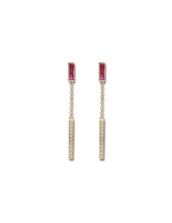 Sale Pendientes Oro Amarillo, Rubíes Y Diamantes Para Ella | Pendientes