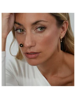 Best Pendientes Oro Amarillo, Rubí, Diamantes y Ónix Eclipsia | Para Ella