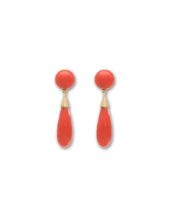 Discount Pendientes Oro Amarillo Y Coral Para Ella | Pendientes