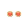 Outlet Pendientes Oro Amarillo Y Coral Para Ella | Pendientes