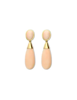Outlet Pendientes Oro Amarillo Y Coral Piel de Ángel Para Ella | Pendientes