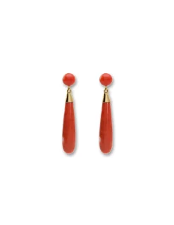 Fashion Pendientes Oro Amarillo Y Coral Para Ella | Pendientes