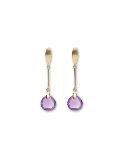 Outlet Pendientes Oro Amarillo Y Amatista Para Ella | Pendientes