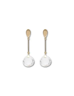 Discount Pendientes Oro Amarillo Y Cristal De Roca Para Ella | Pendientes