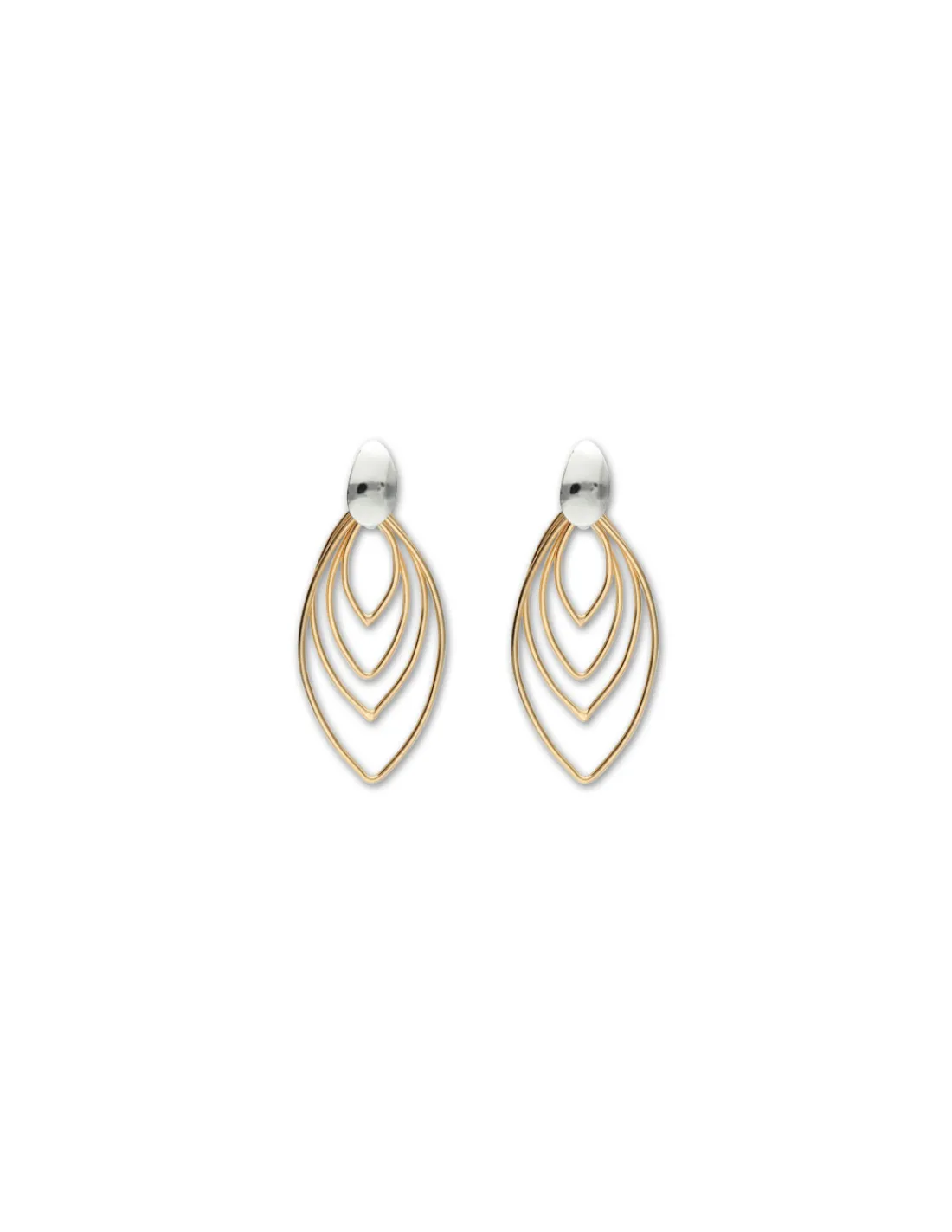 Outlet Pendientes Oro Amarillo-Blanco Para Ella | Pendientes