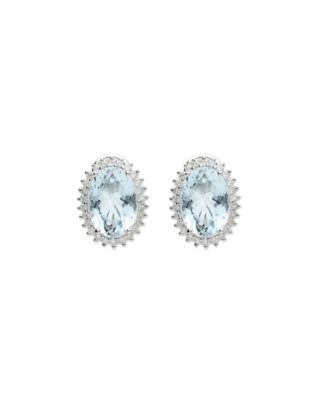 Outlet Pendientes Oro Blanco, Aguamarina Y Diamantes Para Ella | Pendientes