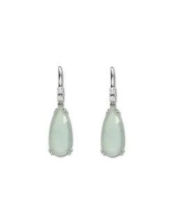 Outlet Pendientes Oro Blanco, Aguamarina Y Diamantes Para Ella | Pendientes