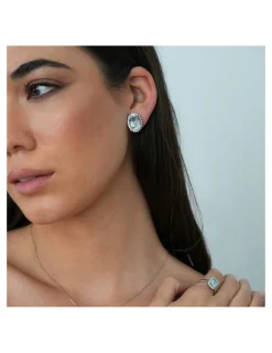 Outlet Pendientes Oro Blanco, Aguamarina Y Diamantes Para Ella | Pendientes