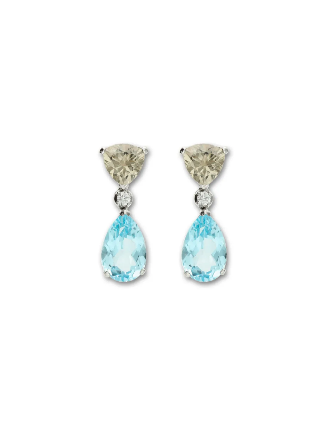 Outlet Pendientes Oro Blanco, Amatista, Diamante Y Topacio Para Ella | Pendientes