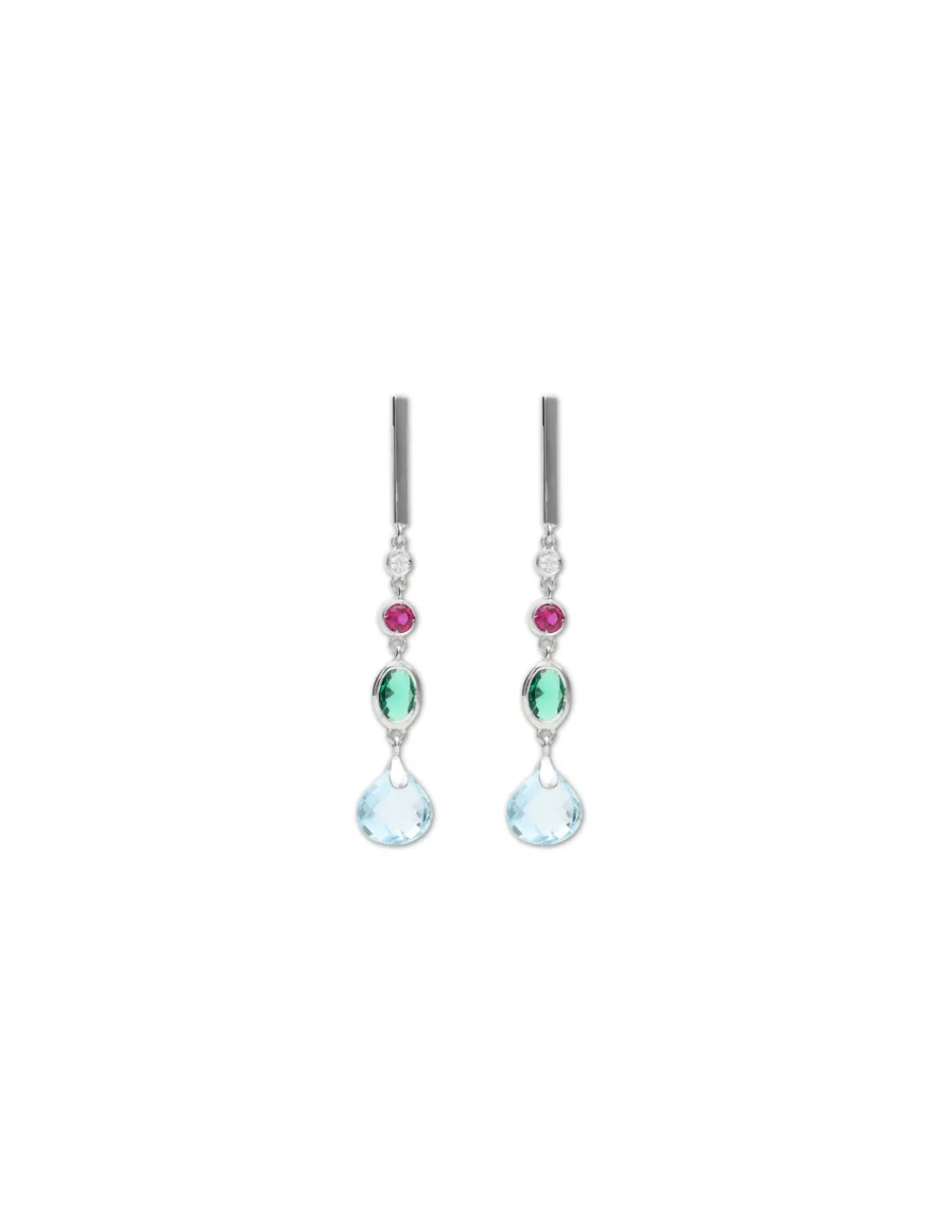 Online Pendientes Oro Blanco, Circonita Y Piedras De Color Para Ella | Pendientes