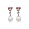 Clearance Pendientes Oro Blanco Con Diamantes, Morganita Y Perlas Pendientes | Para Ella