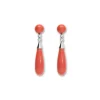 Clearance Pendientes Oro Blanco, Coral Y Diamantes Para Ella | Pendientes