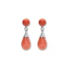Discount Pendientes Oro Blanco, Coral Y Diamantes Para Ella | Pendientes