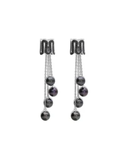 New Pendientes Oro Blanco, Diamantes Y Perlas Black Diamonds | Para Ella