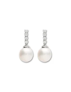 Sale Pendientes Oro Blanco, Diamantes Y Perla Australiana Para Ella | Pendientes