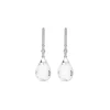 Outlet Pendientes Oro Blanco, Diamante Y Cristal De Roca Para Ella | Pendientes