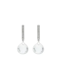 Online Pendientes Oro Blanco, Diamantes Y Cristal De Roca Para Ella | Pendientes