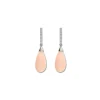 Outlet Pendientes Oro Blanco, Diamantes Y Coral Para Ella | Pendientes