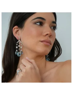 Discount Pendientes Oro Blanco, Diamantes Y Topacios Para Ella | Piezas Únicas
