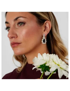 Hot Pendientes Oro Blanco, Diamantes Y Ónix Para Ella | Pendientes