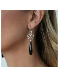 Best Pendientes Oro Blanco, Diamantes Y Ónix Para Ella | Pendientes