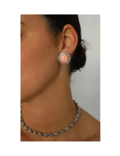 Discount Pendientes Oro Blanco, Diamantes Y Coral Para Ella | Pendientes