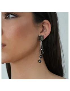 New Pendientes Oro Blanco, Diamantes Y Perlas Black Diamonds | Para Ella