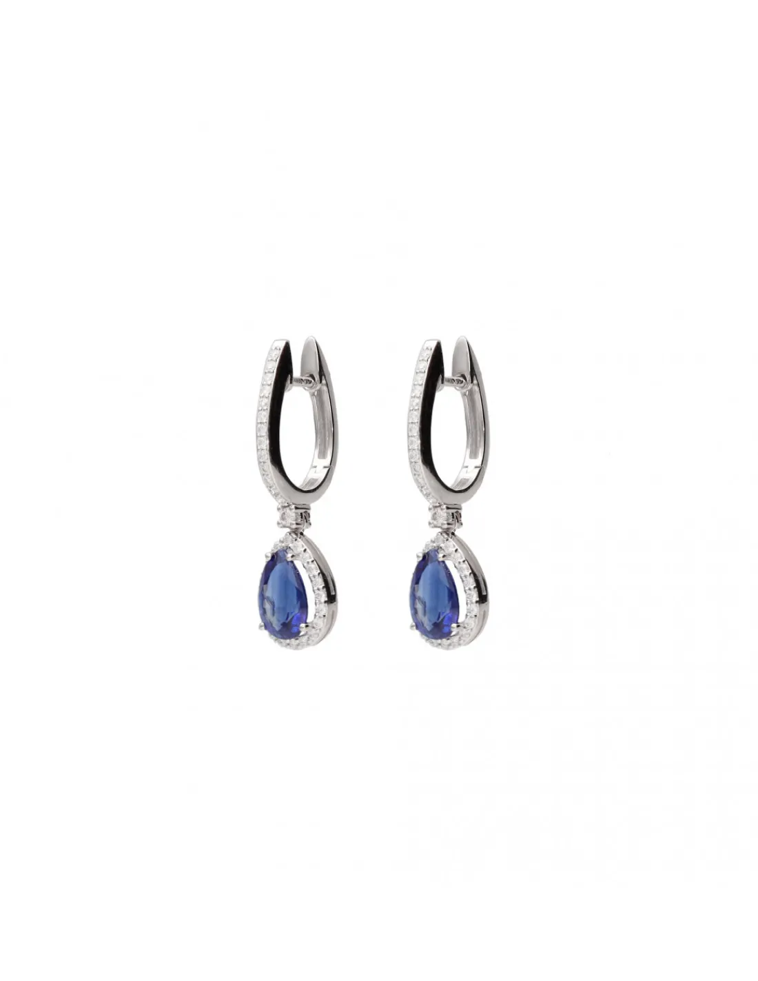 Discount Pendientes Oro Blanco, Diamantes y Cianita Pendientes | Para Ella