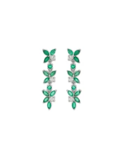 Discount Pendientes Oro Blanco, Esmeraldas Y Diamantes Para Ella | Pendientes