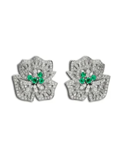 Clearance Pendientes Oro Blanco, Esmeraldas Y Diamantes Para Ella | Pendientes