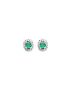Best Pendientes Oro Blanco, Esmeralda Y Diamantes Fiore | Para Ella