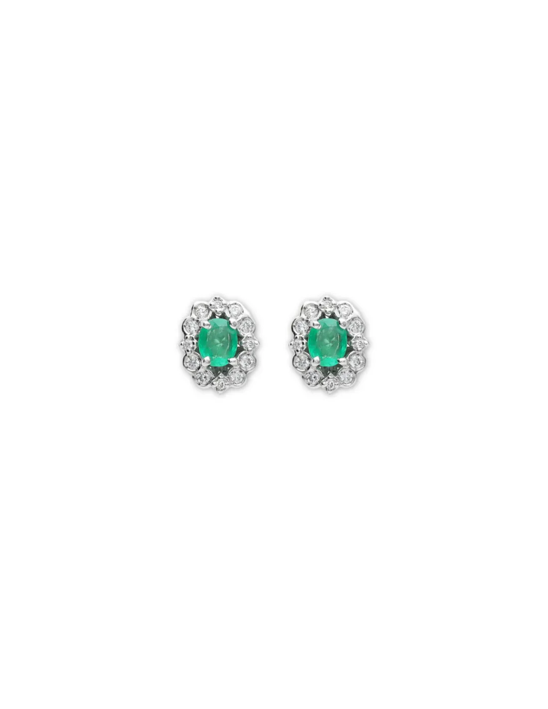 Best Pendientes Oro Blanco, Esmeralda Y Diamantes Fiore | Para Ella