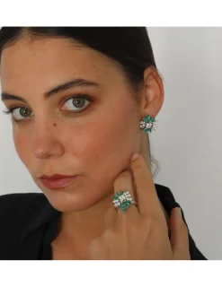 Online Pendientes Oro Blanco, Esmeraldas Y Diamantes Para Ella | Pendientes