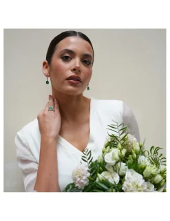 Hot Pendientes Oro Blanco, Esmeralda Y Diamantes Para Ella | Pendientes