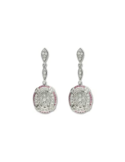 Clearance Pendientes Oro Blanco, Rubíes Y Diamantes Para Ella | Pendientes