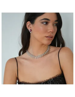 Sale Pendientes Oro Blanco, Rubí Y Diamantes Para Ella | Pendientes