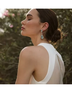 Best Pendientes Oro Blanco, Topacio Y Diamantes Para Ella | Pendientes