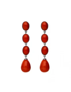 Discount Pendientes Oro Blanco Y Coral Pendientes | Para Ella