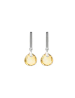 Outlet Pendientes Oro Blanco Y Citrino Para Ella | Pendientes