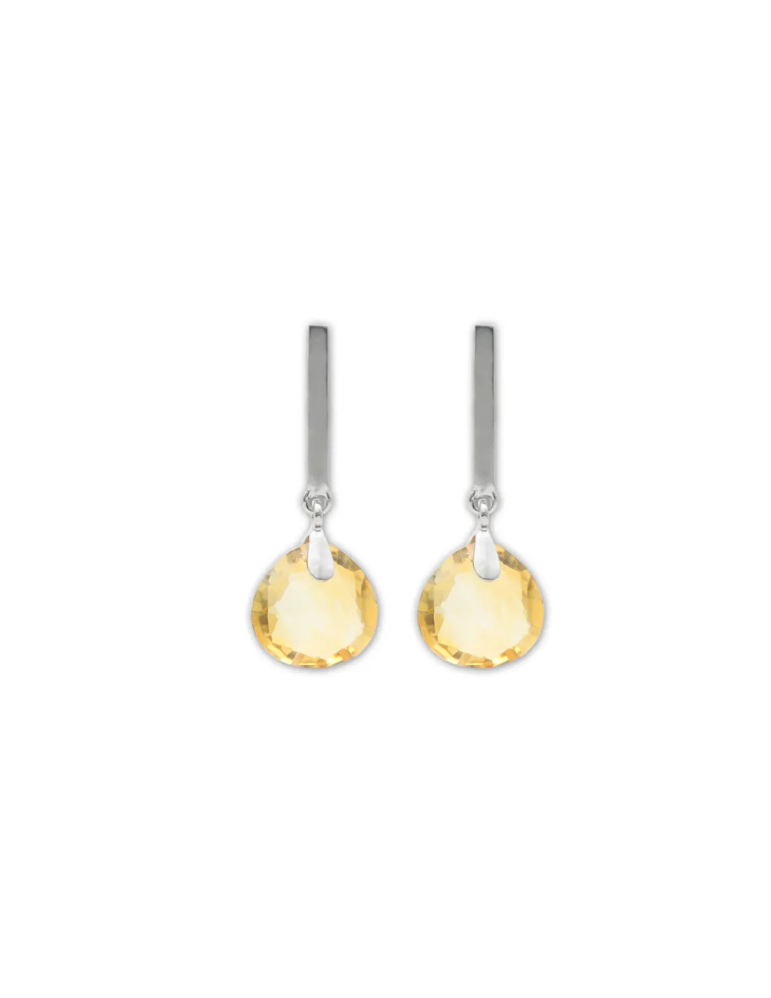 Outlet Pendientes Oro Blanco Y Citrino Para Ella | Pendientes