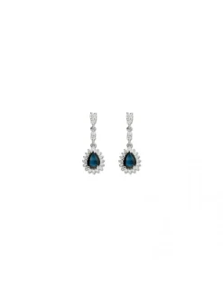 Discount Pendientes Oro Blanco, Zafiro Y Diamantes Para Ella | Pendientes