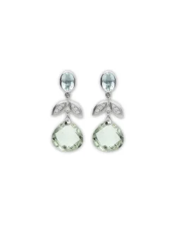 Fashion Pendientes Plata, Aguamarina, Circonitas Y Amatista Para Ella | Pendientes