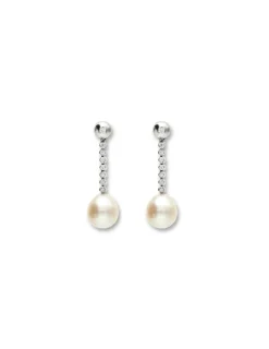 Hot Pendientes Plata, Circonitas Y Perla Para Ella | Pendientes