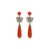 Discount Pendientes Plata-Oro, Diamantes Y Coral Para Ella | Pendientes