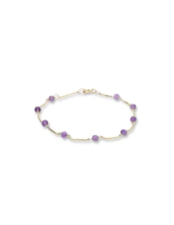 Hot Pulsera Oro Amarillo Y Amatistas Pulseras | Para Ella