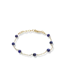 New Pulsera Oro Amarillo Y Lapislázuli Para Ella | Pulseras