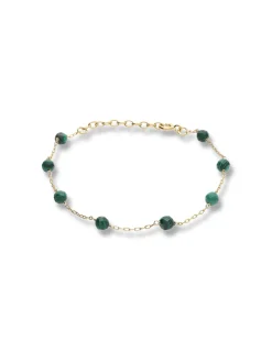 Clearance Pulsera Oro Amarillo Y Malaquita Para Ella | Pulseras